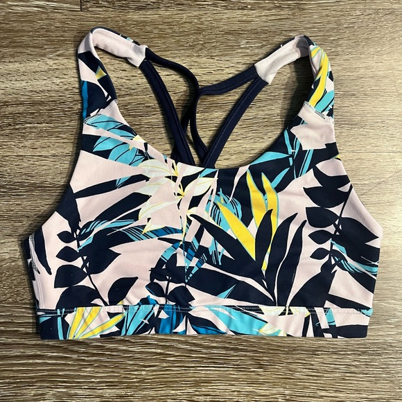SOLD Old Navy | Palm Tree Tropical Medium Support Strappy Sports Bra Size Medium - Picture 2 of 4